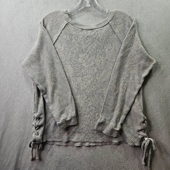 Know Rose Side Tie Sweater Gray Womens Size M - Picture 9 of 11